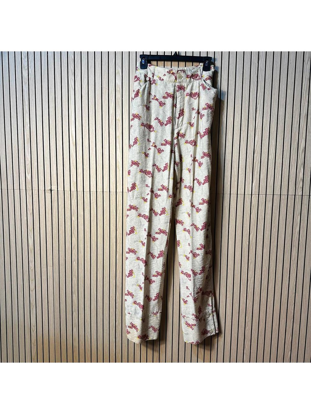 017 Zara Floral Print Beige Pants (XL, Floral, EUC)